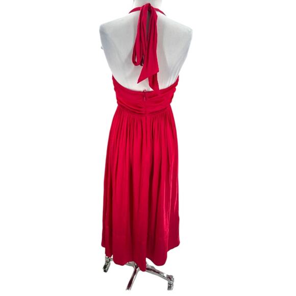 NWT J. Crew collection Halter cutout dress in featherweight satin wild hibiscus - Picture 4 of 7